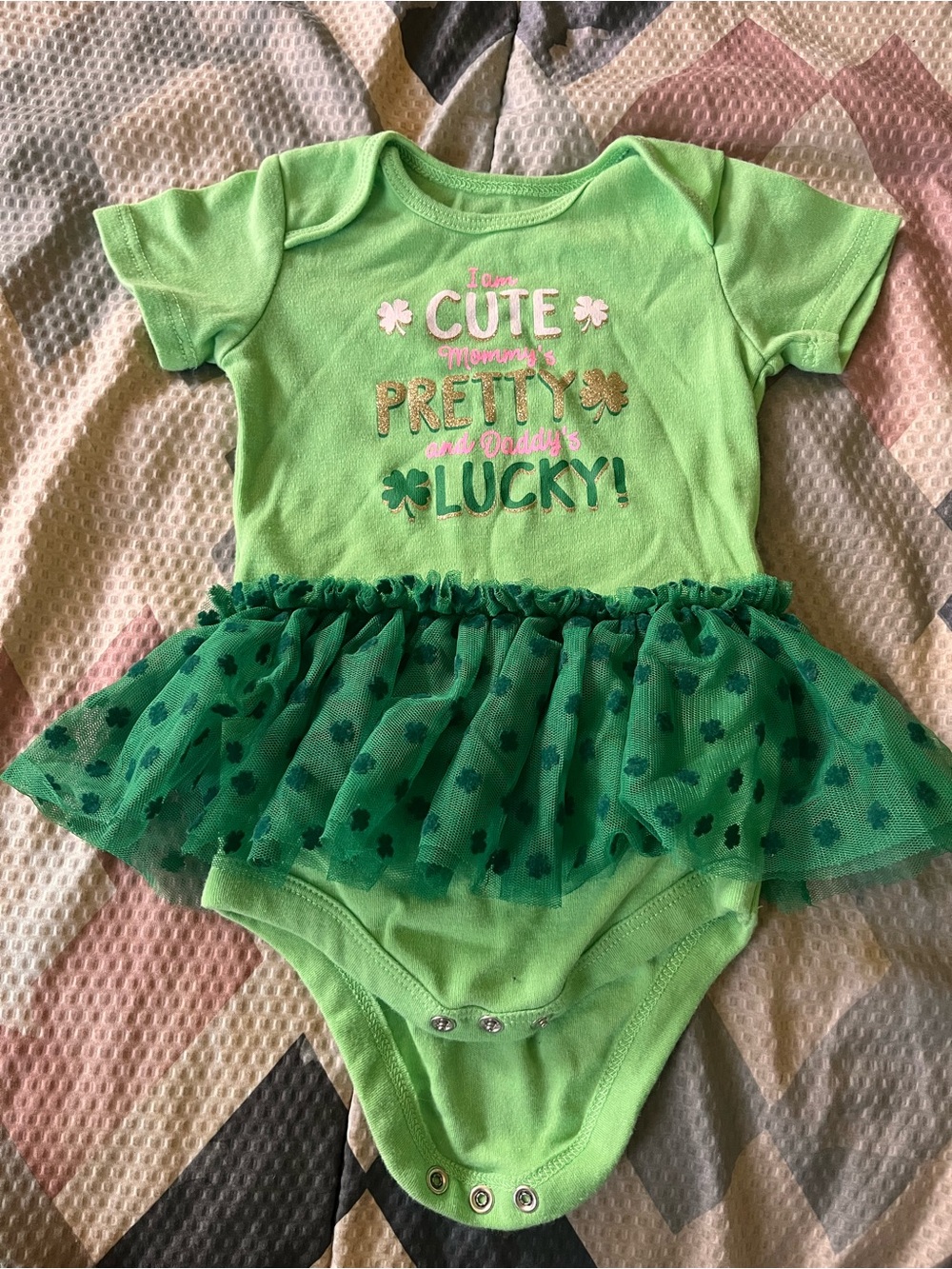 Celebrate It Green 'Cute Pretty Lucky' Tutu Bodysuit